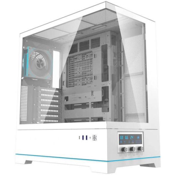 Darkflash DY451 PRO számítógépház + 1 ventilátor (fehér) (DY451 PRO WHITE)